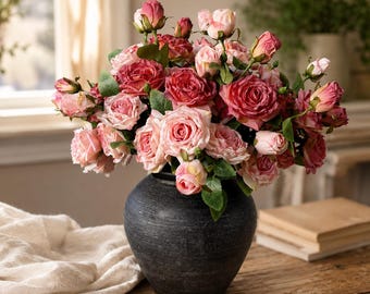 Realistic Artificial Rose Bouquet, Faux Silk Roses, Wedding Table Flowers, Romantic Home Decor