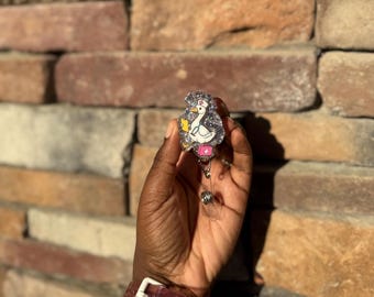 Funny Nurse Duck Badge Reel | Glitter Resin RN Badge Holder Clip