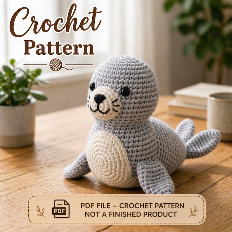 Seal Crochet Pattern PDF, Amigurumi Seal Plush Tutorial, Cute Ocean ...