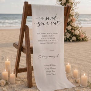 Striscione commemorativo personalizzato per matrimonio "In Lodevole Memoria" - Decorazione per sedia della cerimonia