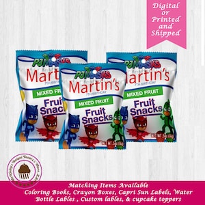 PJ Mask Fruit Snacks-Fruit Snacks-PJ Mask Party-PJ Mask candy favors- Pj Mask Party Favors- Pj Mask Birthday