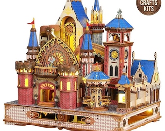 DIY Dollhouse Kit Annecy Castle Miniature House Fairytale Rotating Carousel 3D Puzzle Adults Crafts