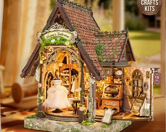 DIY Dollhouse Kit Dream Dress Studio Miniature Vivian's Tailoring Shop 3D Puzzle Adults Crafts
