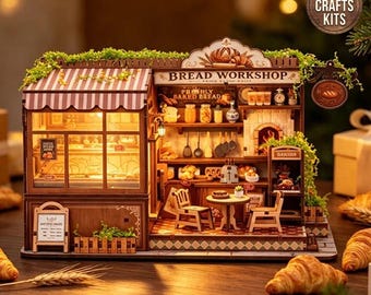 DIY Dollhouse Kit Bread Workshop Miniature Bakery Cake Store 3D Wooden Puzzle Adults Crafts