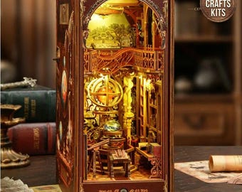 DIY Book Nook Kit Century Museum Bookshelf Insert Archeology Diorama Scenery 3D Adult Crafts