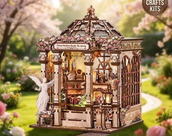 DIY Dollhouse Kit Flowers Pavilion Miniature Roman Cottage Angels Retreat European Garden Adult Crafts