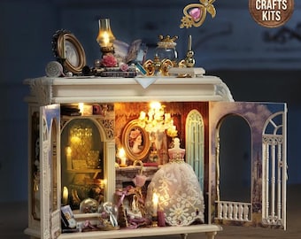 DIY Dollhouse Kit Moonlight Dreamy Mirror Miniature House Princess Room 3D Diorama Scenery