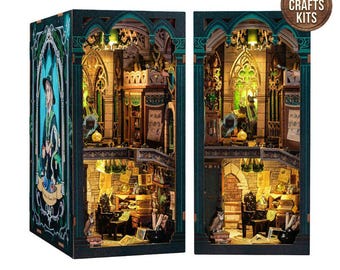 DIY Book Nook Kit Darkness Common Room Bookshelf Insert Alchemist Diorama Scenery Adult Crafts