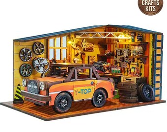 DIY Dollhouse Kit Dream Repair Factory Miniature House Motor Garage 3D Wooden Puzzle