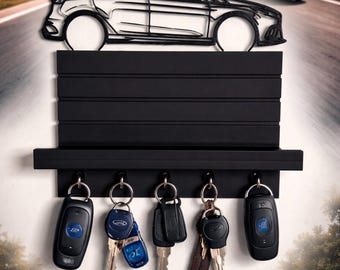 Soporte para llaves Ford Focus RS Silhouette con compartimento de almacenamiento y 5 ganchos.