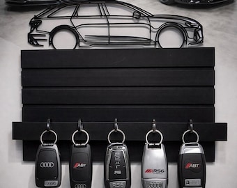 Audi RS6 C8 key rack with storage compartment and 5 hooks. Key rack