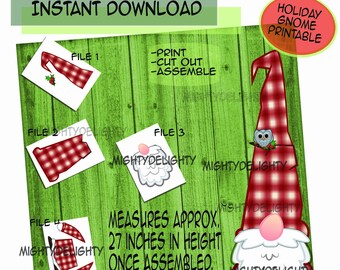 Christmas Gnome Large Printable Decoration