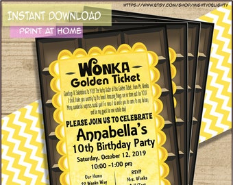 Invitación editable Barra de chocolate Golden Ticket