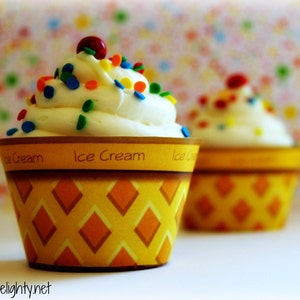 Eistüte druckbare Cupcake-Wrappers - Ice Cream Party