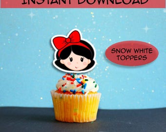 Schneewittchen Cupcake Topper! Sofort Download. Perfekt für jede Prinzessin Party!