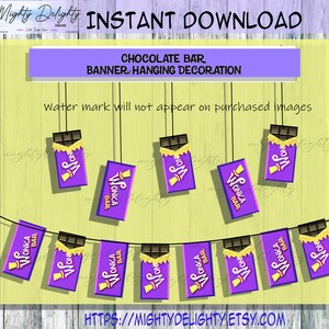 Chocolate Bar bunting hanging decoration- Instant Download for Themed Event