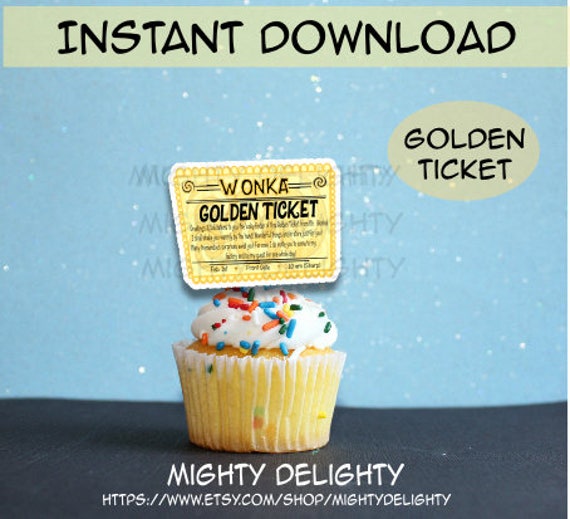 Willy Wonka Golden Ticket Topper Etsy