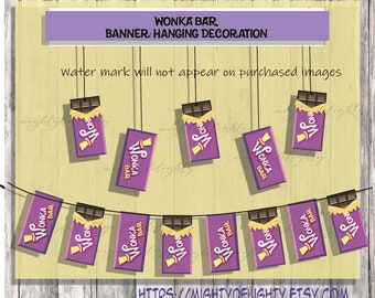 Chocolate Bar Candy  bunting hanging decoration- Instant Download for Themed Event