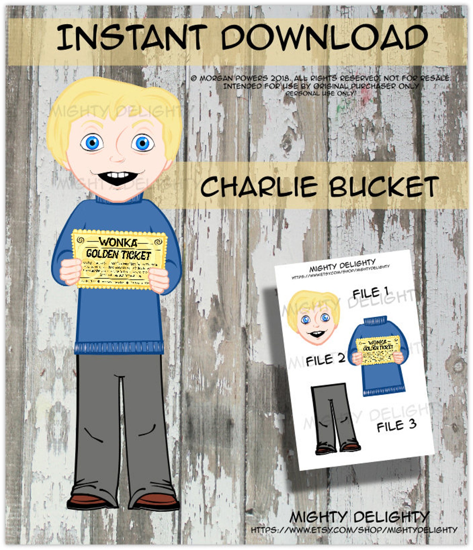 Charlie Bucket Willy Wonka Large Character Cutout Etsy