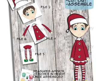Decoración navideña grande de elfo imprimible Descarga instantánea