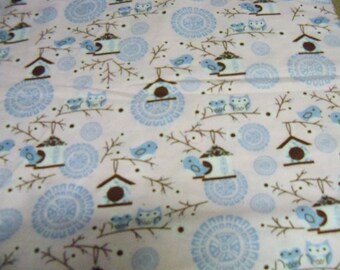 Tree Branches ,Birds and Flowers Flannel Fabric 1 yard