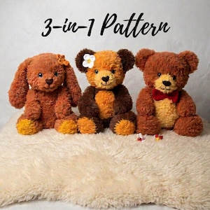 Crochet Bunny Pattern Amigurumi Bear Stuffed Toy Beginner Tutorial Easy Rabbit Plush Instruction Digital Download Baby Gift Nursery Project