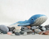 Blue needle felted whale, Whale Spirit Animal Totem Whale sculpture Collectible Miniature Animal turquoise mermaid gift