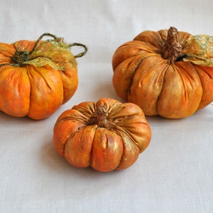 Thanksgiving decor pumpkins set of 3 rustic fall halloween and harvest decor Autumn primitive pumpkin bowl fillers