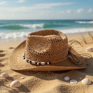Straw Cowboy Hat With Shells - Etsy display picture 3