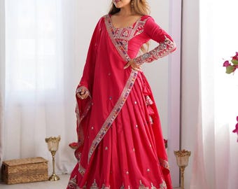 Designer Embroidered Lehenga Choli Traditional Indian Wedding Wear Georgette Festive Chaniya Choli Ghagra