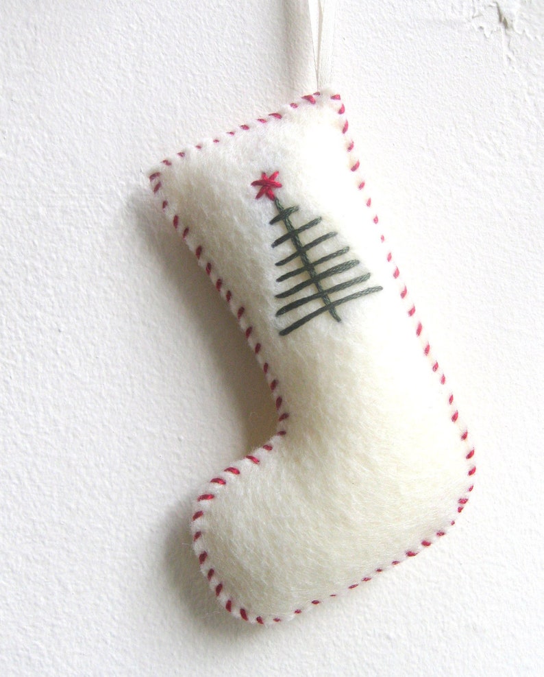 Christmas ornaments pair of stockings in white felt Etsy