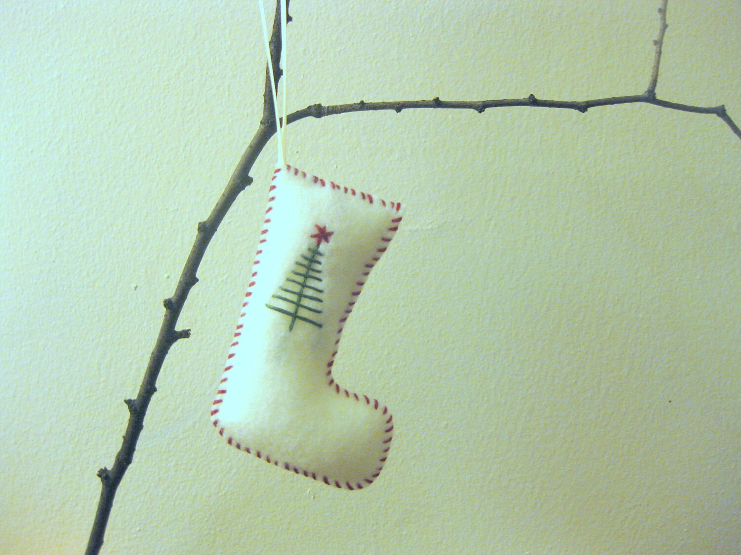 Christmas ornaments pair of stockings in white felt Etsy