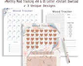 Mood Tracker Bundle | 3 Printable Mood Journals | A4 & US Letter PDF