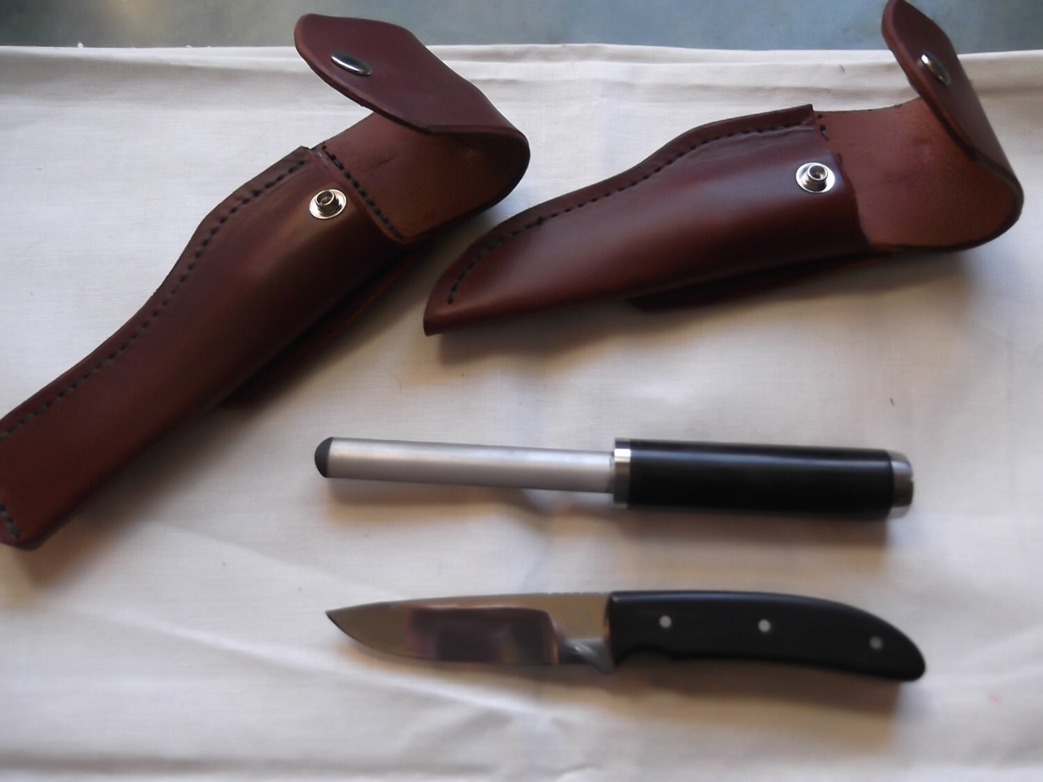 Starry Night Knives Handmade 2 Piece Set Ebony Wood on Knife and