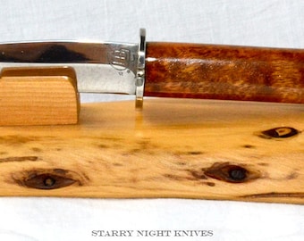 Starry Night Knives Handmade Straight Knife "Libra" Beautiful Display Stand Included