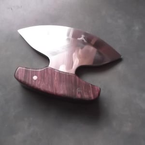 CPM Magna Cut Steel Helt handgjord ULU Lönn Burl Handtag Läderslida