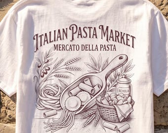 Italian Pasta Market Shirt Vintage Mercato Della Pasta Graphic Tee European Summer Aesthetic Clothes Gift for Foodie Bologna Italy Clothing
