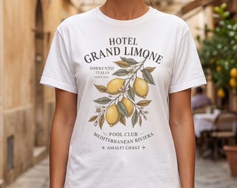 Amalfi Coast Shirt, Italian Lemon Tee, Hotel Grand Limone, Sorrento Vacation Shirt, Botanical Graphic, Coastal Resort Gift