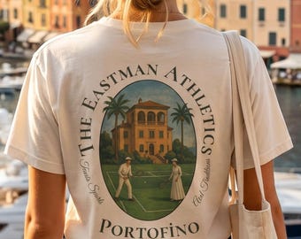 Tennisklubbskjorta från Old Money | Retro tenniströja med grafisk design | Klassisk tenniströja | Söt tennis-Portofino-skjorta