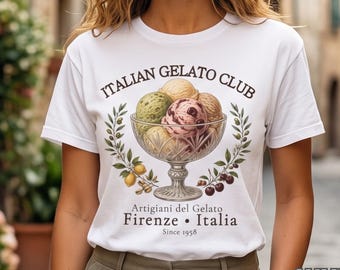 Italian Gelato Shirt | Vintage Firenze Italy Graphic Tee, Dolce Vita Summer Travel Gift, Ice Cream Lover, Italian Food Vacation Tee
