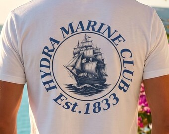 Hydra Marine Club Shirt, Vintage Nautical Tee, Coastal Sailing Graphic Tee, Comfort Colors 1717 Sailboat Shirt