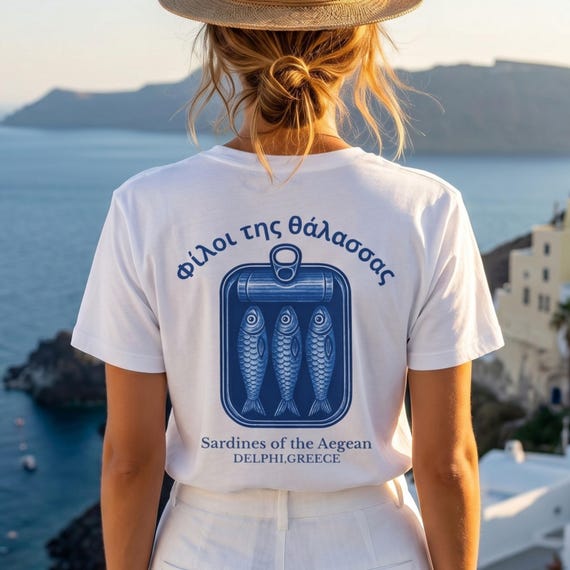 Vintage Sardine Shirt, Tinned Fish Coastal Tee, Mediterranean Greece Graphic Shirt, Comfort Colors 1717