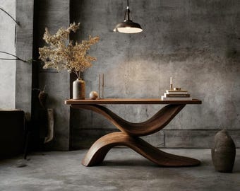 Handmade Solid Wood Sculptural Dining Table | Modern Minimalist Furniture