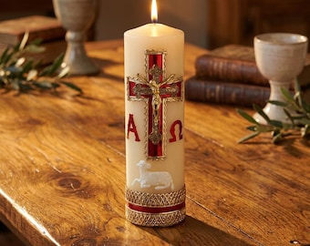 Christ the Redeemer Family Prayer Candle | Catholic Family Devotional Candle | Jesus Prayer Candle 100% Paraffin Wax Candle