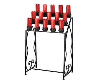 15 Light Leaf Husk Candle Stand | Wrought Iron Church Votive Candle Stand | 15-Light Candle Holder | Chapel & Sanctuary Religious Décor