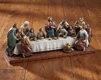 Last Supper Figurine | Jesus and Apostles Sculpture | Christian Tabletop Decor | Catholic Religious Statue | Michael Adams Last Supper Gift