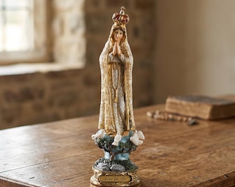9.25" Our Lady of Fatima Statue | Catholic Resin Virgin Mary Figurine | Pray for Us Marian Devotional Statue | Religious Home Altar Gift