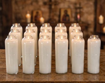 8-Day Lux Candela Polarlite Sanctuary Light 12-Pack | Church Sanctuary Candles | Long Burning Paraffin Worship Candles