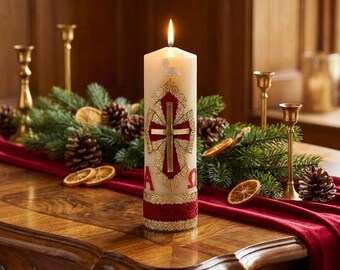Celtic Cross Family Prayer Candle| Catholic Family Devotional Candle| Christian Prayer Candle with Celtic Cross | Home Altar Religious Decor