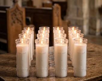 6-Day Prayerlights Sanctuary Candles 12-Pack | Church Sanctuary Light Candles | Clean Burning Devotional Prayer Lights